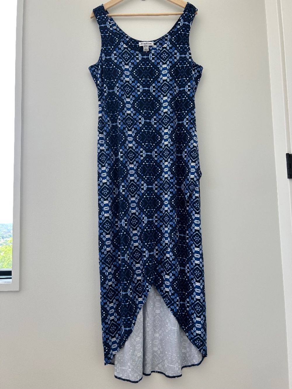 Tommy Bahama Sleeveless Blue IKAT Patterned Maxi Dress Sz XL - EUC